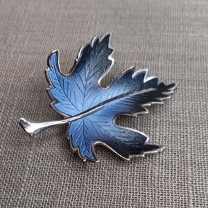 Blue Leaf Brooch Vintage